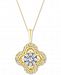 Diamond Clover Adjustable Pendant Necklace (1/2 ct. t. w. ) in 14k Gold & White Gold