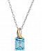 Swiss Blue Topaz Two-Tone 18" Pendant Necklace (2-7/8 ct. t. w. ) in Sterling Silver & 10k Gold