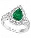 Effy Emerald (1-5/8 ct. t. w. ) & Diamond (3/8 ct. t. w. ) Pear Shaped Ring in 14k White Gold