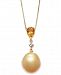 Cultured Baroque Golden South Sea Pearl (12mm), Citrine (5/8 ct. t. w. ) & Diamond (1/20 ct. tw. ) 18" Pendant Necklace in 14k Gold