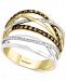 Effy Multi-Color Diamond Crossover Two-Tone Statement Ring (1/2 ct. t. w. ) in 14k Gold and 14k White Gold