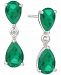 Emerald (3 ct. t. w. ) & Diamond (1/10 ct. t. w. ) Drop Earrings in 14k White Gold (Also in Certified Ruby)