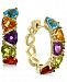 Effy Multi-Gemstone (5-1/3 ct. t. w. ) & Diamond (1/8 ct. t. w. ) Trillion Small Hoop Earrings in 14k Gold