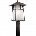 147-BEL-2897021 - Bailey Street Home - Howe Chase - 20 inch 10W 1 LED Outdoor Post LanternWeathered Zinc Finish with Etched Seeded Glass - Howe Chase