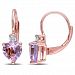 Tangelo 2-1/10 Carat T. G. W. Rose De France And Created White Sapphire Rose Rhodium-Plated Sterling Silver Heart Earrings Pink None