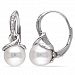 Miabella 8-8.5Mm White Round Cultured Freshwater Pearl And Diamond-Accent Sterling Silver Leverback Earrings White