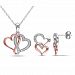 Miabella 1/5 Carat T. W. Diamond Two-Tone Sterling Silver Joined Hearts Pendant And Earrings Set White None