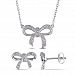 Miabella 1/10 Carat T. W. Diamond Sterling Silver Bow Pendant And Earrings Set, 18" White None