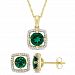 Miabella 1-4/5 Carat T. G. W. Created Emerald And 1/6 Carat T. W. Diamond 10K Yellow Gold 2-Piece Earrings And Pendant Set Green None