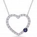 Tangelo 1-1/8 Carat T. G. W Created Blue And White Sapphire Sterling Silver Heart Necklace, 18" Blue No