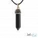 Jewels 4 Ever Brass Genuine Black Onyx Point And Crystal Cap Pendant With Cord Black