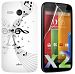 Exian Screen Guards X2 And Tpu Case - Motorola Moto G - Musical Notes On Staff White