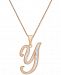 Diamond Accent Initial Pendant Necklace in Rose Gold-Plate