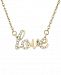 Wrapped Diamond Scripted Love 17" Pendant Necklace (1/10 ct. t. w. ) in 14k Gold, Created for Macy's
