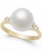 Cultured Freshwater Pearl (10mm) & Diamond (1/4 ct. t. w. ) Ring in 14k Gold and White Gold