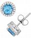 Blue Topaz (1-1/4 ct. t. w. ) & Diamond (1/8 ct. t. w. ) Halo Stud Earrings in 14k White Gold