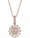Le Vian Baguette Frenzy Nude and Vanilla Diamond Flower 20" Pendant Necklace (5/8 ct. t. w. ) in 14k Rose Gold