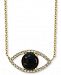 Effy Onyx (6mm) & Diamond (1/10 ct. t. w. ) Evil Eye Pendant Necklace in 14k Gold, 14-1/2" + 2" extender