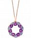 Effy Multi-Gemstone (4-1/4 ct. t. w. ) & Diamond Accent Wreath 18" Pendant Necklace in 14k Rose Gold