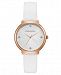 Bcbgmaxazria Ladies White Leather Strap Watch with White Wave Textured Dial, 32mm