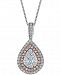 Diamond Teardrop Adjustable Pendant Necklace (1/2 ct. t. w. ) in 14k White & Rose Gold
