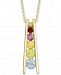 Multi-Gemstone (5/8 ct. t. w. ) & Diamond Accent Ladder 18" Pendant Necklace in 18k Gold-Plated Sterling Silver