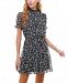 Crystal Doll Juniors' Printed Mock Neck Fit & Flare Dress