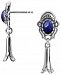American West Blue Lapis Squash Blossom Drop Earrings in Sterling Silver