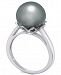 Cultured Tahitian Black Pearl (10mm) Ring in 14k White Gold