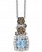 Le Vian Sea Blue Aquamarine (1/2 ct. t. w. ), Chocolate Diamond (1/3 ct. t. w. ) and Vanilla Diamond (1/10 ct. t. w. ) Pendant Necklace in 14k White Gold
