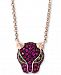 Effy Certified Ruby (1/2 ct. t. w. ) and Tsavorite Accent Panther 18" Pendant in 14K Yellow Gold