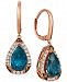 Le Vian Deep Sea Blue Topaz (4-1/10 ct. t. w. ) & Diamond (5/8 ct. t. w. ) Drop Earrings in 14k Rose Gold