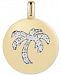 Charmbar Cubic Zirconia Palm Tree "Good Vibes Only" Reversible Charm Pendant in 14k Gold-Plated Sterling Silver