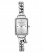 Bcbgmaxazria Ladies Rectangle Stainless Steel Chain Bracelet with Crystal Charm Watch, 15mm x 21mm