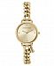 Bcbgmaxazria Ladies Round Goldtone Stainless Steel Chain Bracelet with Crystal Charm Watch, 26mm