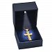 Men's Religious Cross Necklace With Genuine White Sapphire & 24K-Gold Ion Plating And Custom LED Illuminated Display Box