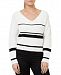 Numero Striped Cropped Lace-Up Sweater