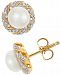 Honora Cultured Freshwater Pearl (6mm) & Diamond Accent Earrings in 14k Gold