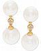 Honora White Cultured Freshwater Pearl (7-1/2mm and 9mm) & Diamond Accent Drop Earrings in 14k Gold