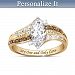 My One And Only Love Women's Personalized Topaz And Diamond Ring With 18K Gold-Plating