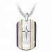 God Is Near Religious Son Stainless Steel Dog Tag Pendant Necklace With Etched Cross Design & 24K Gold Ion Plated Accents