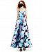 Rtv- Crystal Doll Juniors' Floral-Print Ball Gown with Pockets