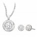 Women's Pendant And Earrings Set Featuring Crystal Solitaire And Clear Crystals & Filigree Edges