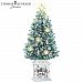 Thomas Kinkade Festival Of Lights Illuminated Tabletop Christmas Tree Featuring Snow-Tipped Branches, Pearlescent Garland & Lighted Lantern Ornaments