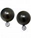 Cultured Tahitian Pearl (10mm) & Diamond Accent Stud Earrings in 14k White Gold