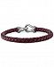 Esquire Men's Jewelry Braided Red Leather Bracelet in Stainless Steel, Created for Macy's