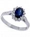 Sapphire (1 ct. t. w. ) & Diamond (1/4 ct. t. w. ) Oval Ring in 14k White Gold