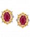 Ruby (2 ct. t. w. ) and Diamond (1/20 ct. t. w. ) Stud Earrings in 14k Gold