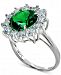 Cubic Zirconia Green Halo Statement Ring in Sterling Silver