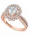 Gemstone Bridal by Marchesa Aquamarine (1 ct. t. w. ) & Diamond (7/8 ct. t. w. ) Engagement Ring in 14k Rose Gold & 14k Yellow Gold